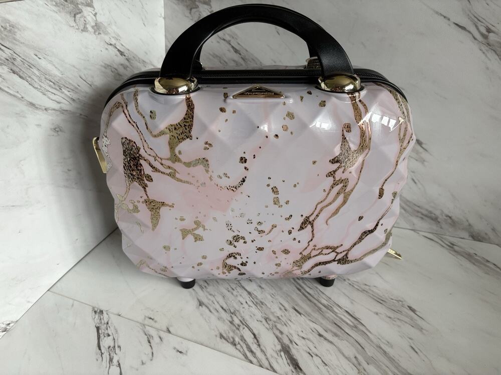 Triforce Hard Shell Beauty Case — Rosegold Marble, (9.4 x 12 x 6.3) Travel — NWT